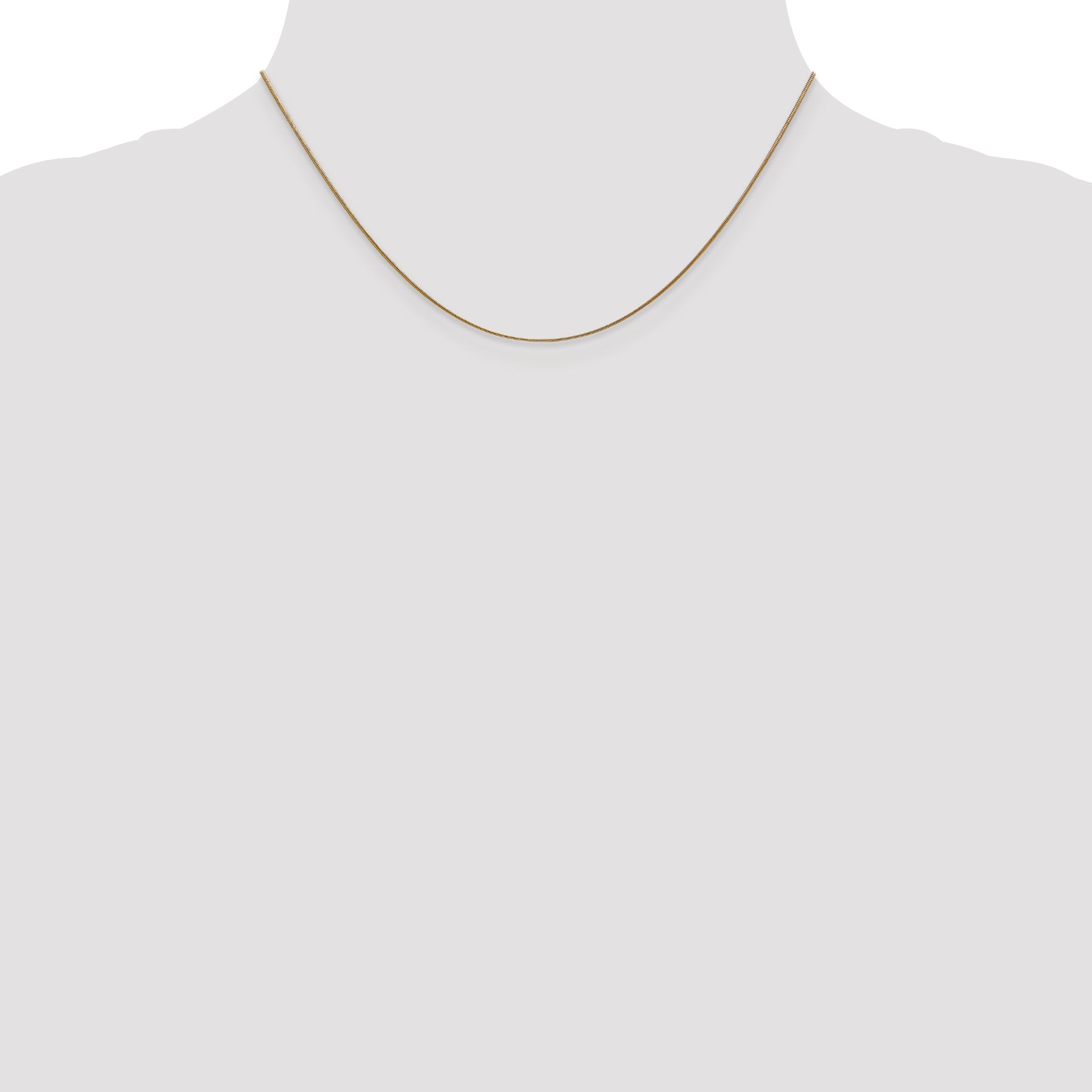 14K Yellow Gold .8mm Round Snake With Lobster Clasp Chain Necklace