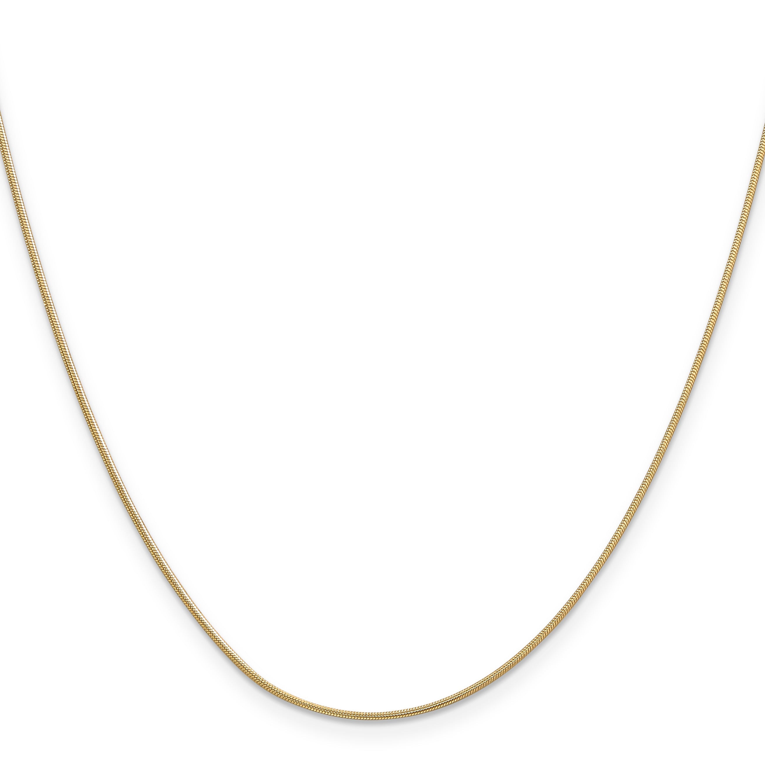 14K Yellow Gold 22 Inch .9mm Round Snake With Lobster Clasp Chain Necklace