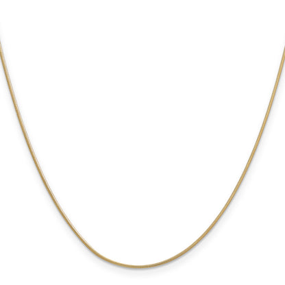 14K Yellow Gold 22 Inch .9mm Round Snake With Lobster Clasp Chain Necklace