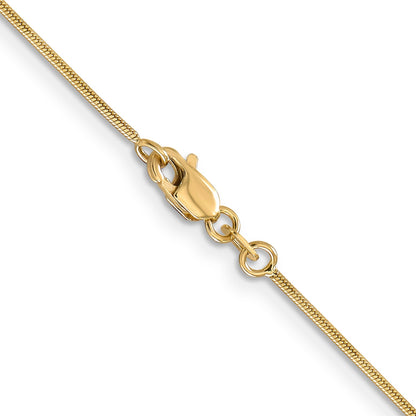 14K Yellow Gold 24 Inch .9mm Round Snake With Lobster Clasp Chain Necklace