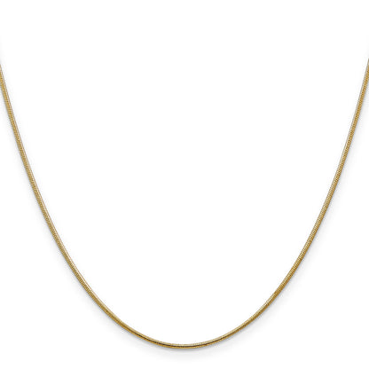 14K Yellow Gold 24 Inch 1.1mm Round Snake With Lobster Clasp Chain Necklace