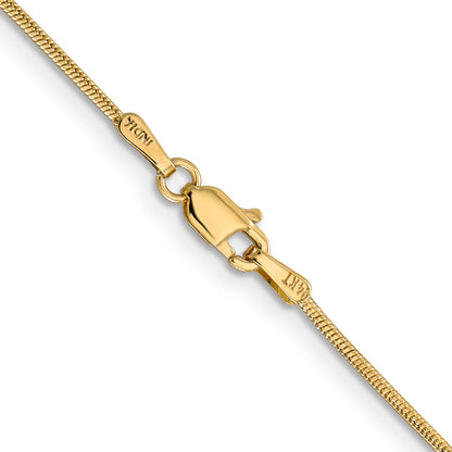 14K Yellow Gold 24 Inch 1.1mm Round Snake With Lobster Clasp Chain Necklace