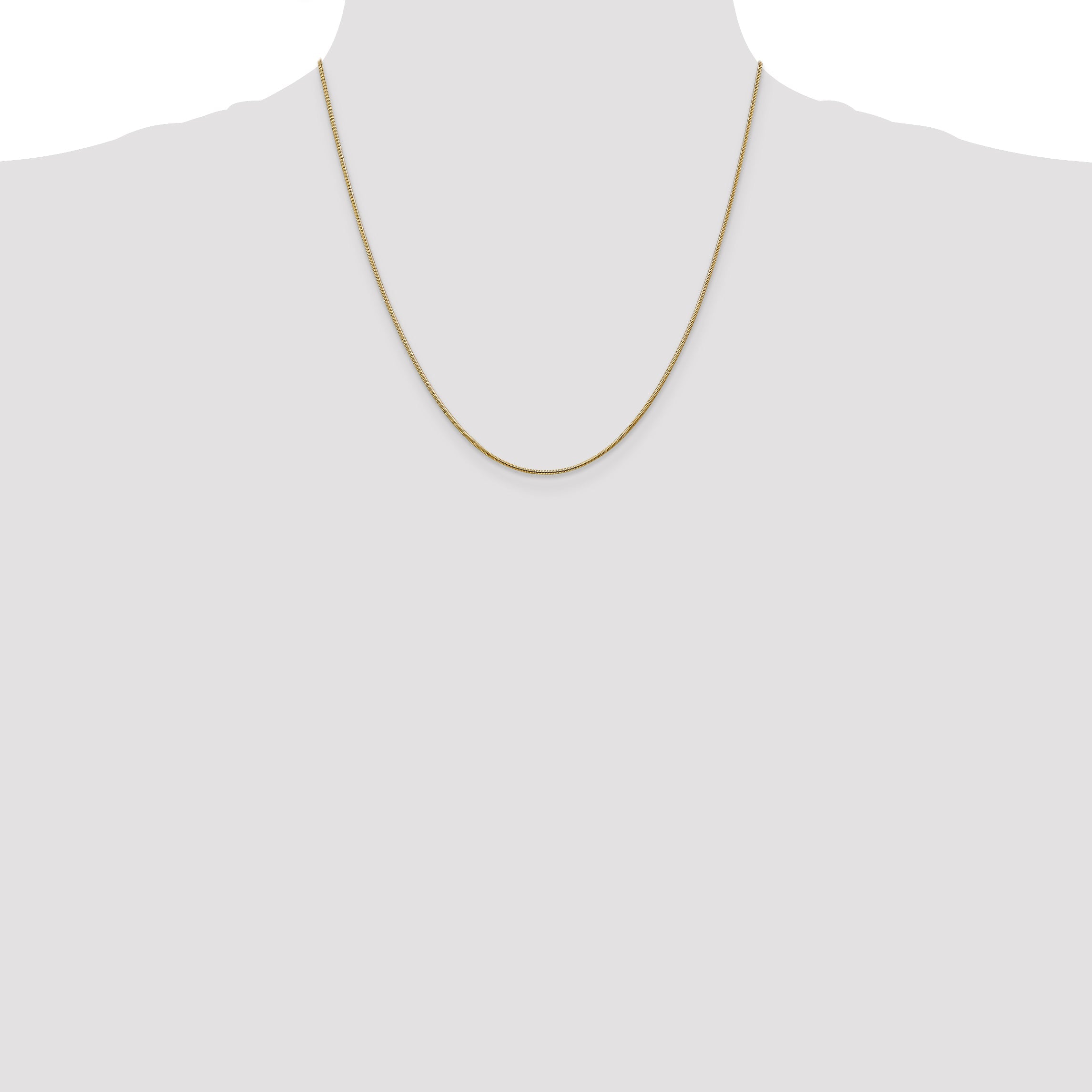 14K Yellow Gold 20 Inch 1.1mm Round Snake With Lobster Clasp Chain Necklace