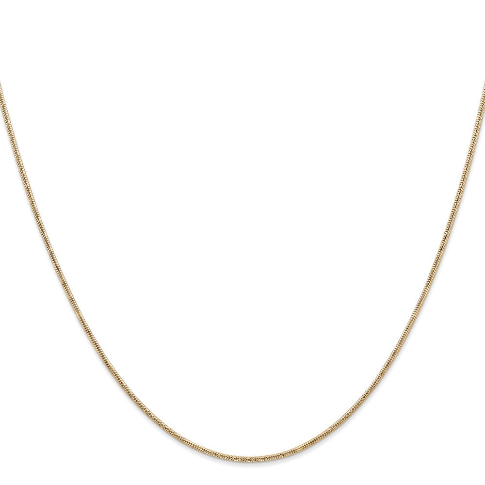 14K Yellow Gold 26 Inch 1.4mm Round Snake Lobster Clasp Chain Necklace