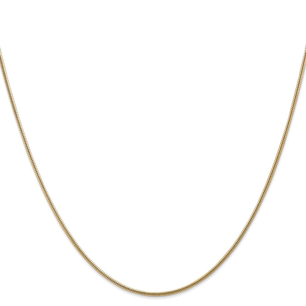 14K Yellow Gold 22 Inch 1.6mm Round Snake Lobster Clasp Chain Necklace