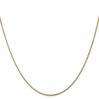 14K Yellow Gold 26 Inch 1.6mm Round Snake Lobster Clasp Chain Necklace