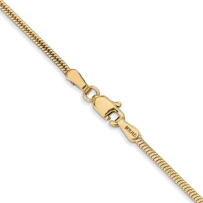 14K Yellow Gold 24 Inch 1.6mm Round Snake Lobster Clasp Chain Necklace