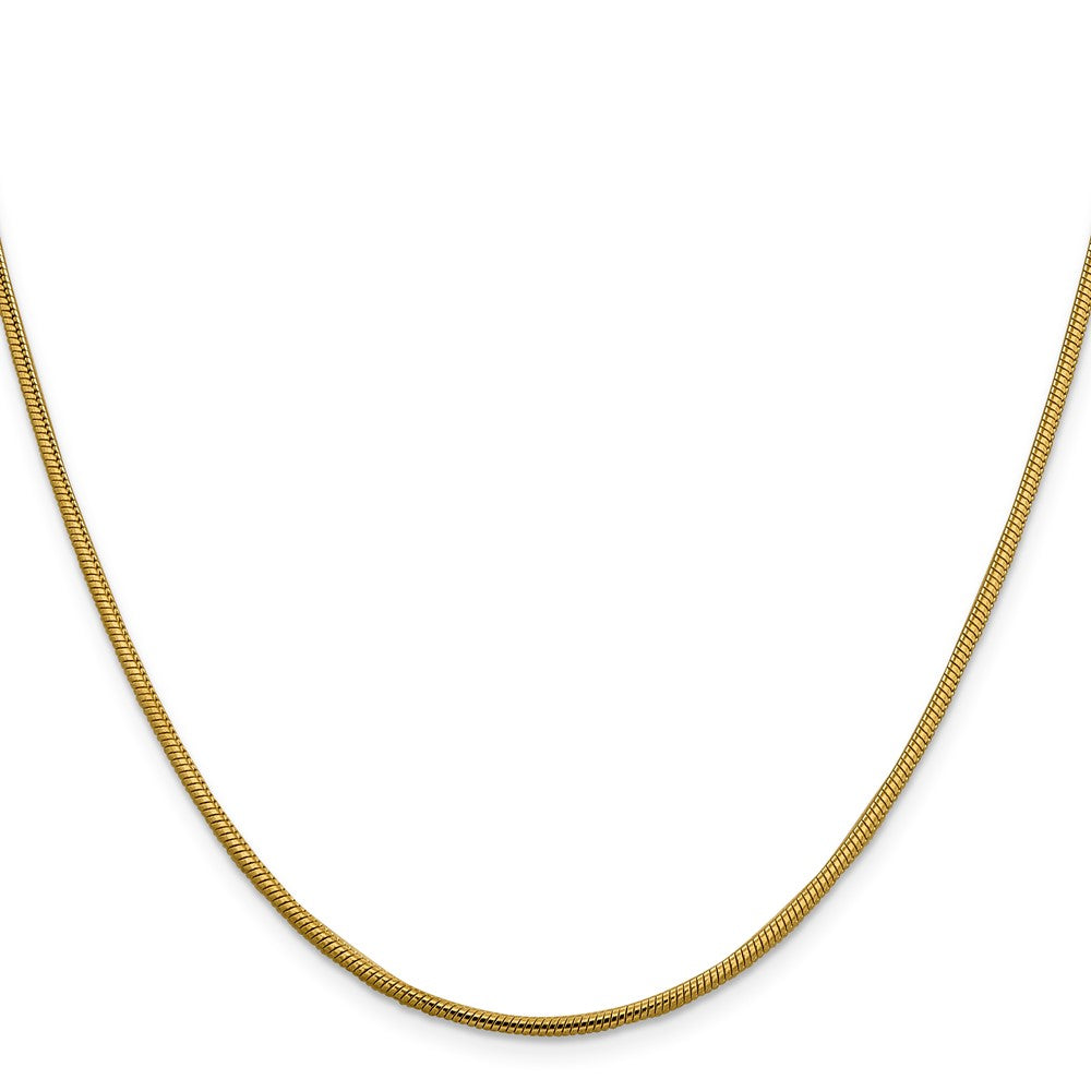 14K Yellow Gold 24 Inch 1.85mm Round Snake Lobster Clasp Chain Necklace