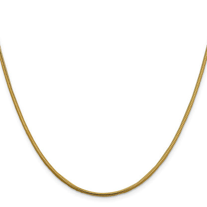 14K Yellow Gold 30 Inch 1.85mm Round Snake Lobster Clasp Chain Necklace