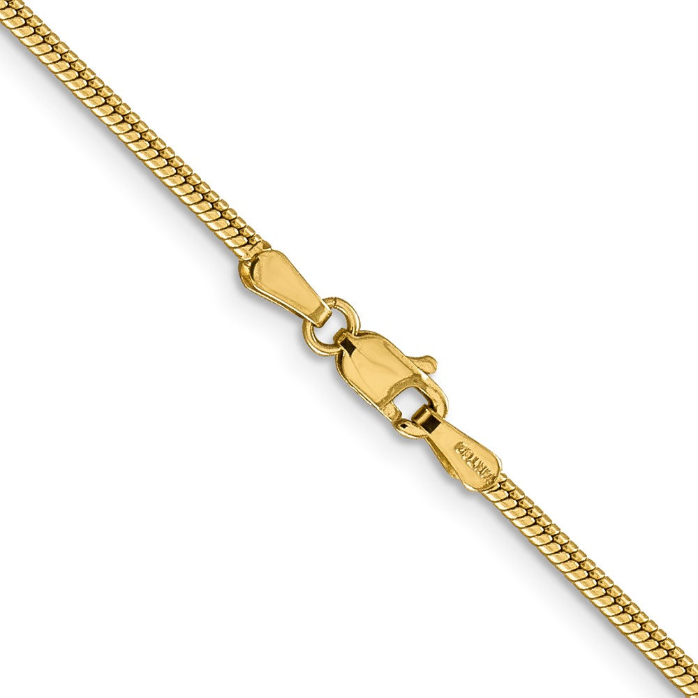14K Yellow Gold 16 Inch 1.85mm Round Snake Lobster Clasp Chain Necklace