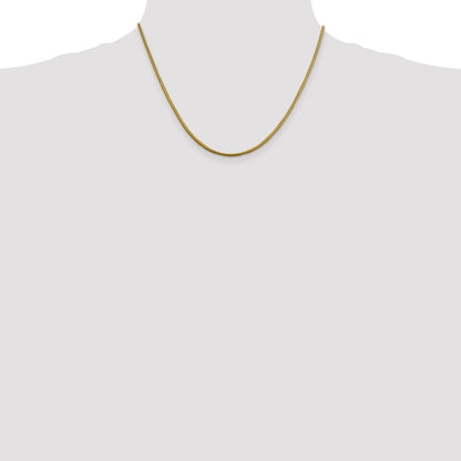 14K Yellow Gold 18 Inch 1.85mm Round Snake Lobster Clasp Chain Necklace