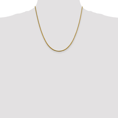 14K Yellow Gold 20 Inch 1.85mm Round Snake Lobster Clasp Chain Necklace