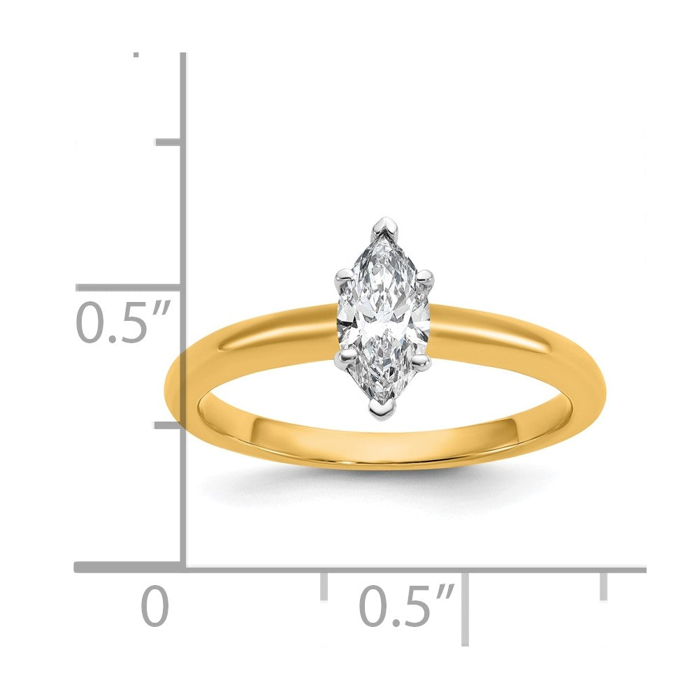 14k Two-tone 1/2 Ct. Certified Lab Grown Diamond VS/SI+ G+ Marquise Solitare Engagement Ring