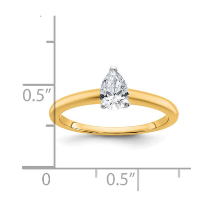 14k Two-tone 1/2 Ct. Lab Grown Diamond VS/SI+ G+ Pear Solitare Engagement Ring