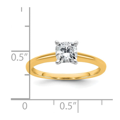 14k Two-tone 3/4 Ct. Lab Grown Diamond VS/SI+ G+ Cushion Solitare Engagement Ring