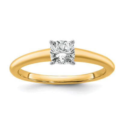 14k Two-tone 3/4 Ct. Lab Grown Diamond VS/SI+ G+ Cushion Solitare Engagement Ring