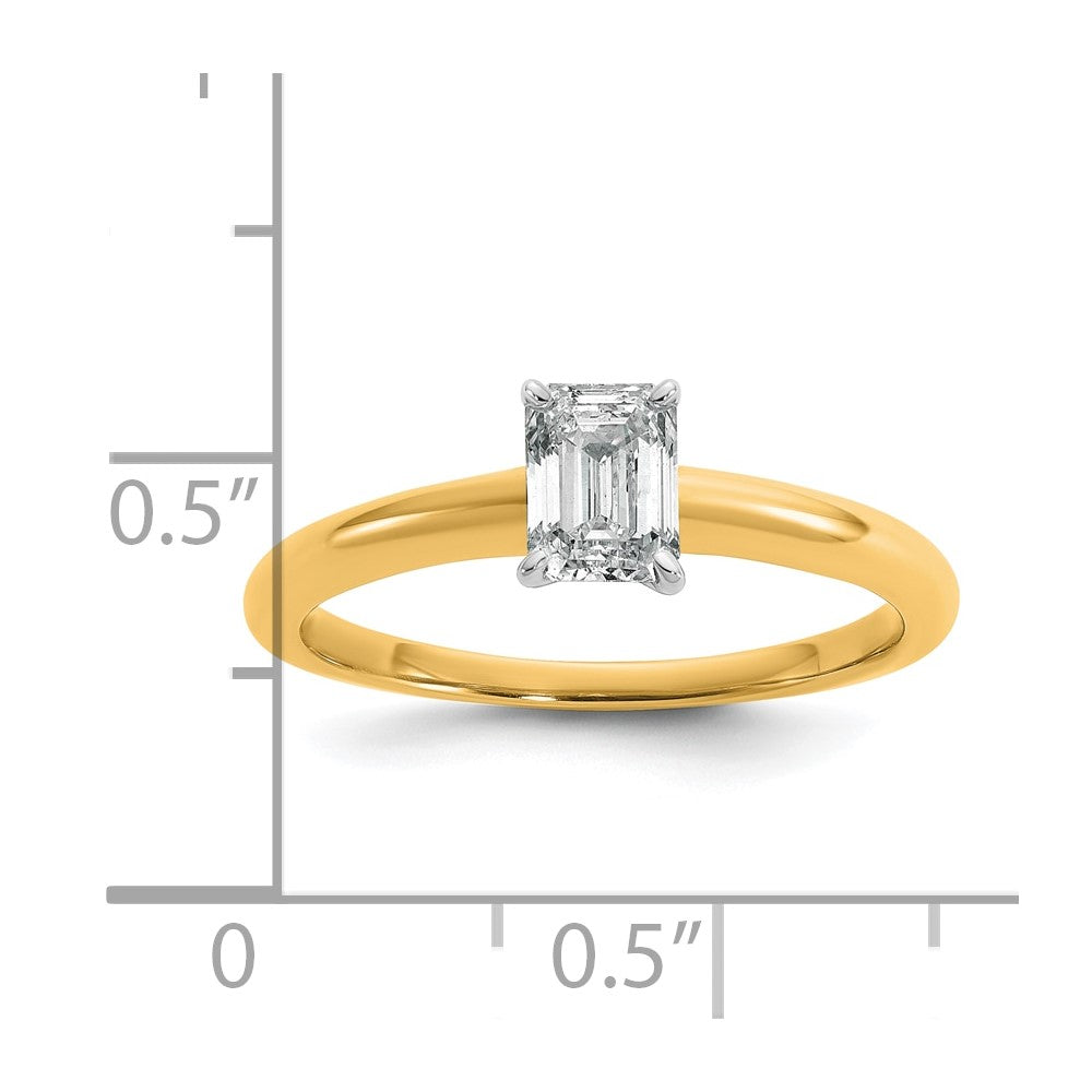 14k Two-tone 3/4 Ct. Lab Grown Diamond VS/SI+ G+ Emerald Solitare Engagement Ring