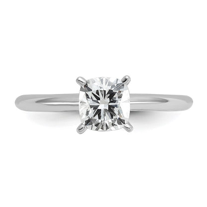 14k White Gold 1 Ct. Certified Lab Grown Diamond VS/SI+ G+ Cushion Solitare Engagement Ring