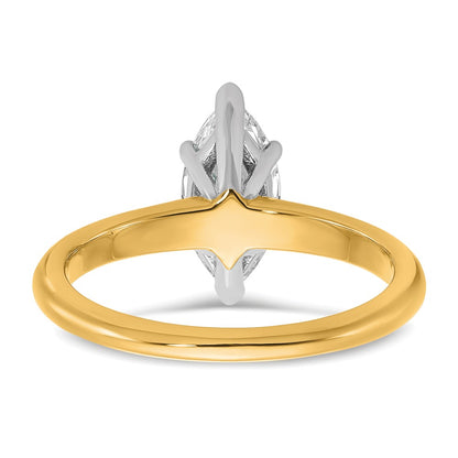 14k Two-tone 1 Ct. Certified Lab Grown Diamond VS/SI+ G+ Marquise Solitare Engagement Ring