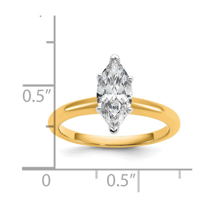 14k Two-tone 1 Ct. Certified Lab Grown Diamond VS/SI+ G+ Marquise Solitare Engagement Ring