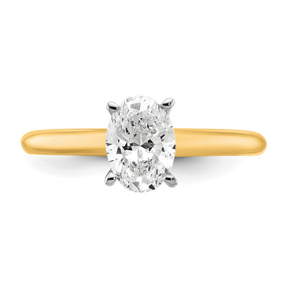 14k Two-tone 1 Ct. Certified Lab Grown Diamond VS/SI+ G+ Oval Solitare Engagement Ring