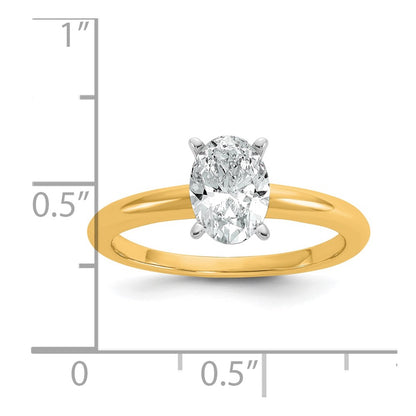 14k Two-tone 1 Ct. Certified Lab Grown Diamond VS/SI+ G+ Oval Solitare Engagement Ring