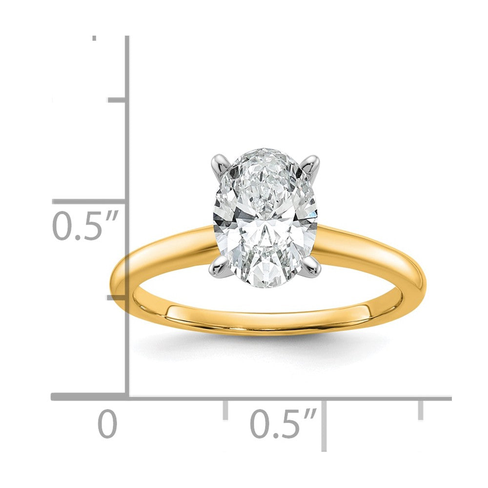 14k Two-tone 1 1/2 Ct. Certified Lab Grown Diamond VS/SI+ G+ Oval Solitare Engagement Ring