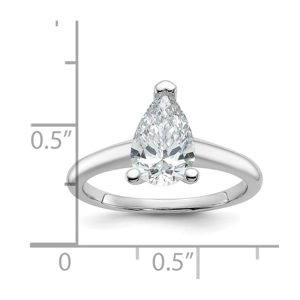 14k White Gold 1 1/2 Ct. Certified Lab Grown Diamond VS/SI+ G+ Pear Solitare Engagement Ring