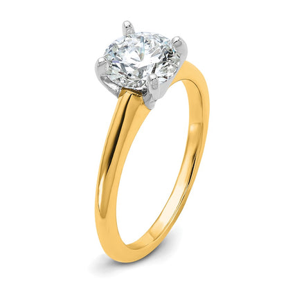 14k Two-tone 1 1/2 Ct. Certified Complete Lab Grown Diamond VS/SI+ G+ Round Solitaire Engagement Ring