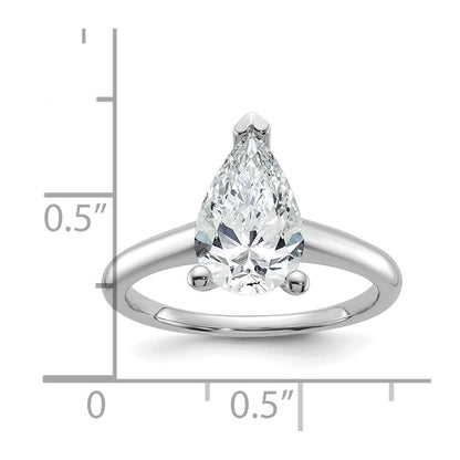 14k White Gold 2 Ct. Certified Lab Grown Diamond VS/SI+ G+ Pear Solitare Engagement Ring
