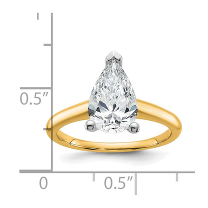 14k Two-tone 2 Ct. Lab Grown Diamond VS/SI+ G+ Pear Solitare Engagement Ring