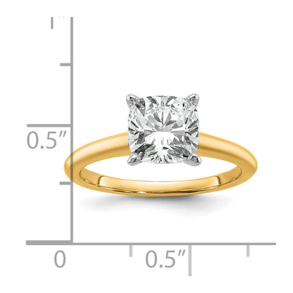 14k Two-tone 2 1/2 Ct. Lab Grown Diamond VS/SI+ G+ Cushion Solitare Engagement Ring