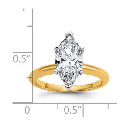 14k Two-tone 2 1/2 Ct. Lab Grown Diamond VS/SI+ G+ Marquise Solitare Engagement Ring