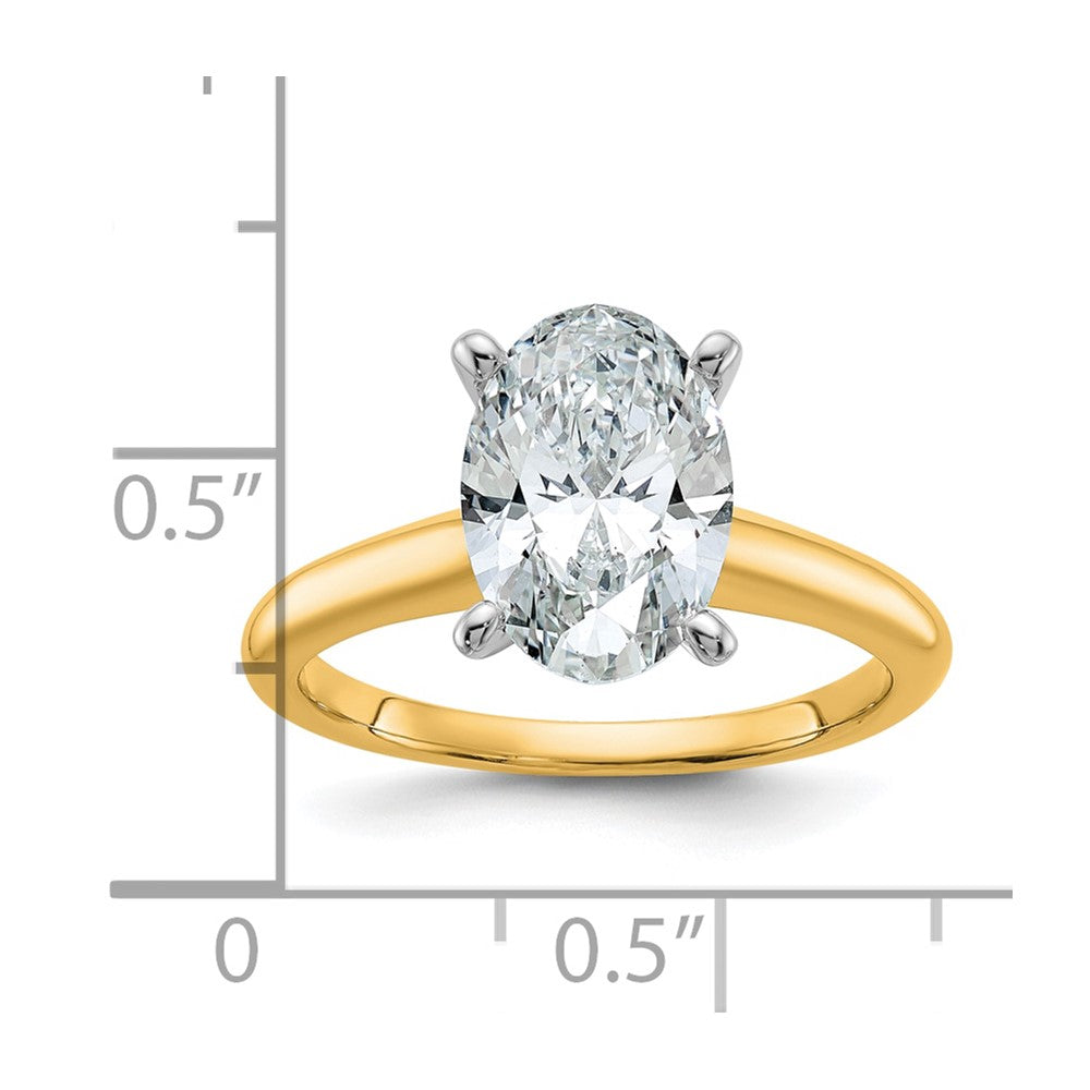 14k Two-tone 2 1/2 Ct. Certified Lab Grown Diamond VS/SI+ G+ Oval Solitare Engagement Ring