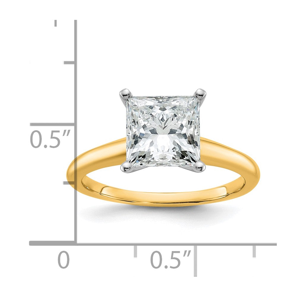 14k Two-tone 2 1/2 Ct. Lab Grown Diamond VS/SI+ G+ Princess Solitare Engagement Ring