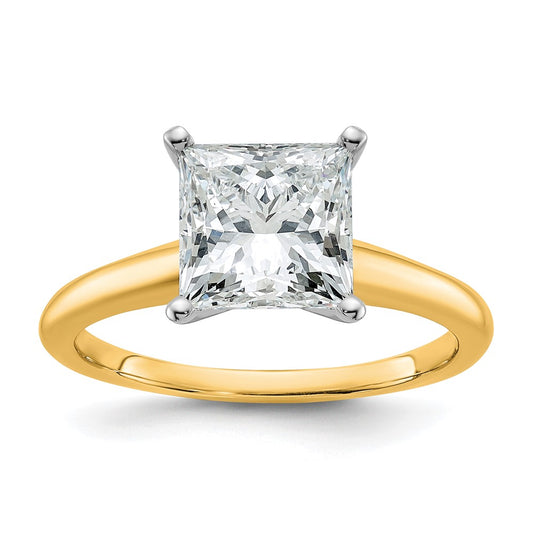 14k Two-tone 2 1/2 Ct. Certified Lab Grown Diamond VS/SI+ G+ Princess Solitare Engagement Ring