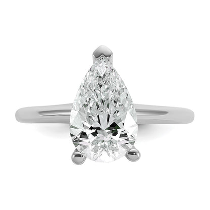 14k White Gold 2 1/2 Ct. Lab Grown Diamond VS/SI+ G+ Pear Solitare Engagement Ring