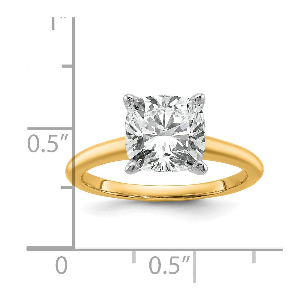 14k Two-tone 3 Ct. Certified Lab Grown Diamond VS/SI+ G+ Cushion Solitare Engagement Ring