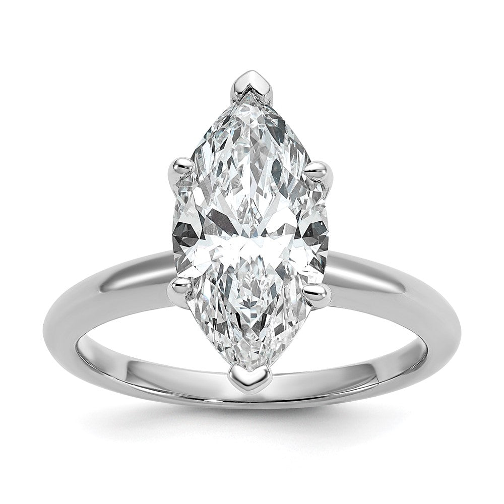 14k White Gold  3 Ct. Certified Lab Grown Diamond VS/SI+ G+ Marquise Solitaire Engagement Ring
