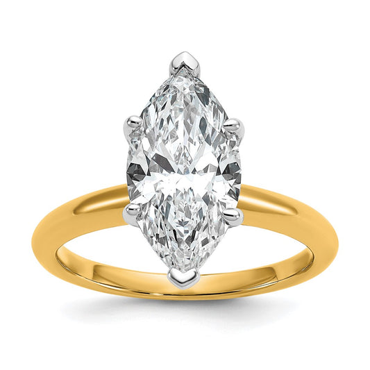 14k Two-Tone 3 Ct. Certified Lab Grown Diamond VS/SI+ G+ Marquise Solitaire Engagement Ring