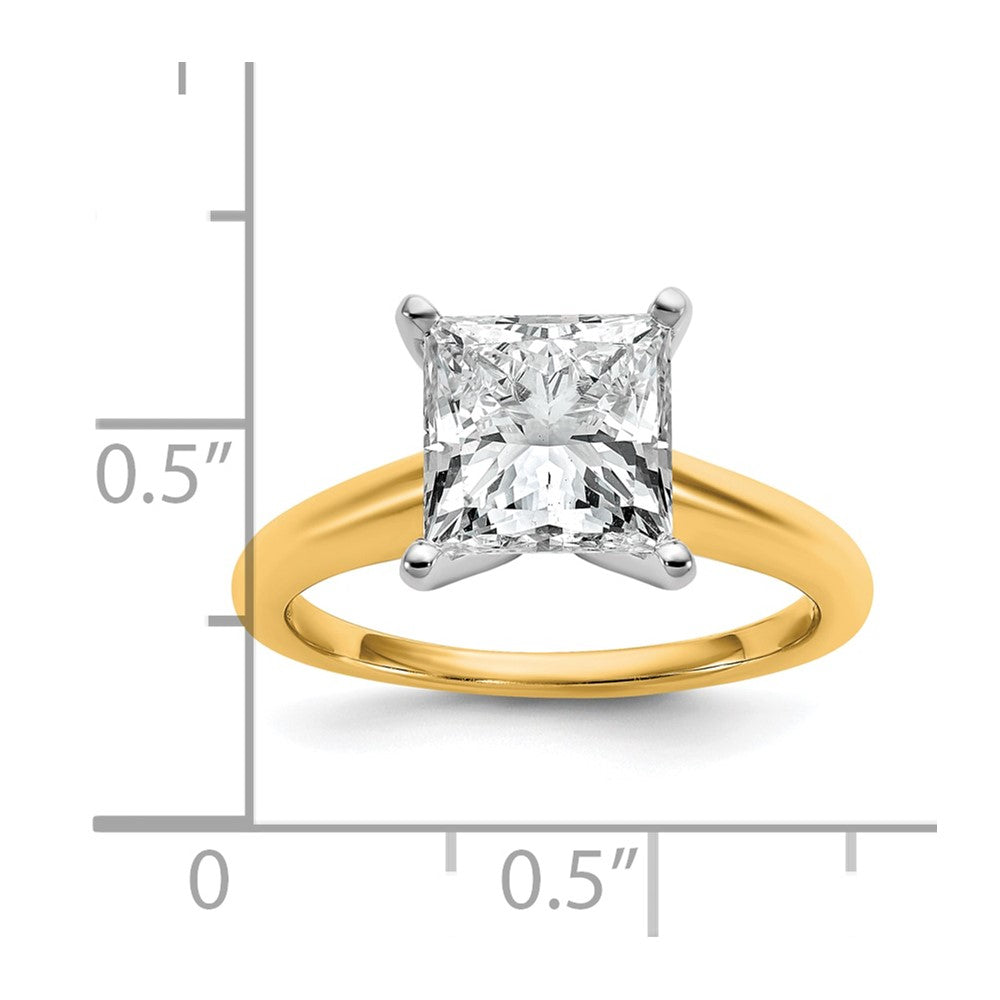 14k Two-tone 3 Ct. Certified Lab Grown Diamond VS/SI+ G+ Princess Solitare Engagement Ring