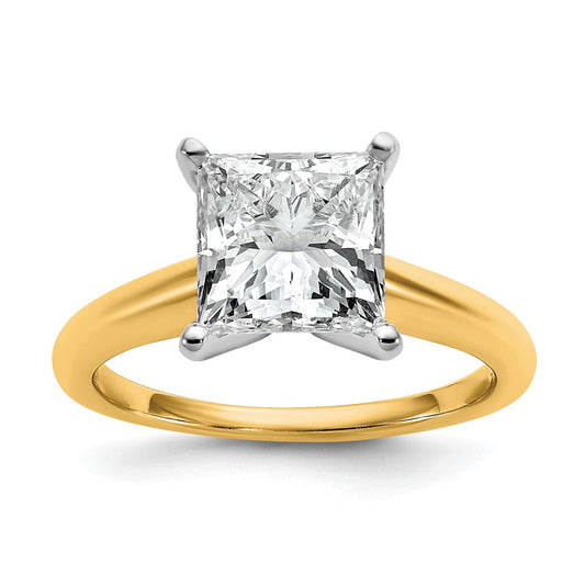 14k Two-tone 3 Ct. Certified Lab Grown Diamond VS/SI+ G+ Princess Solitare Engagement Ring