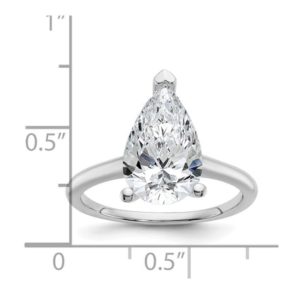14k White Gold 3 Ct. Lab Grown Diamond VS/SI+ G+ Pear Solitare Engagement Ring