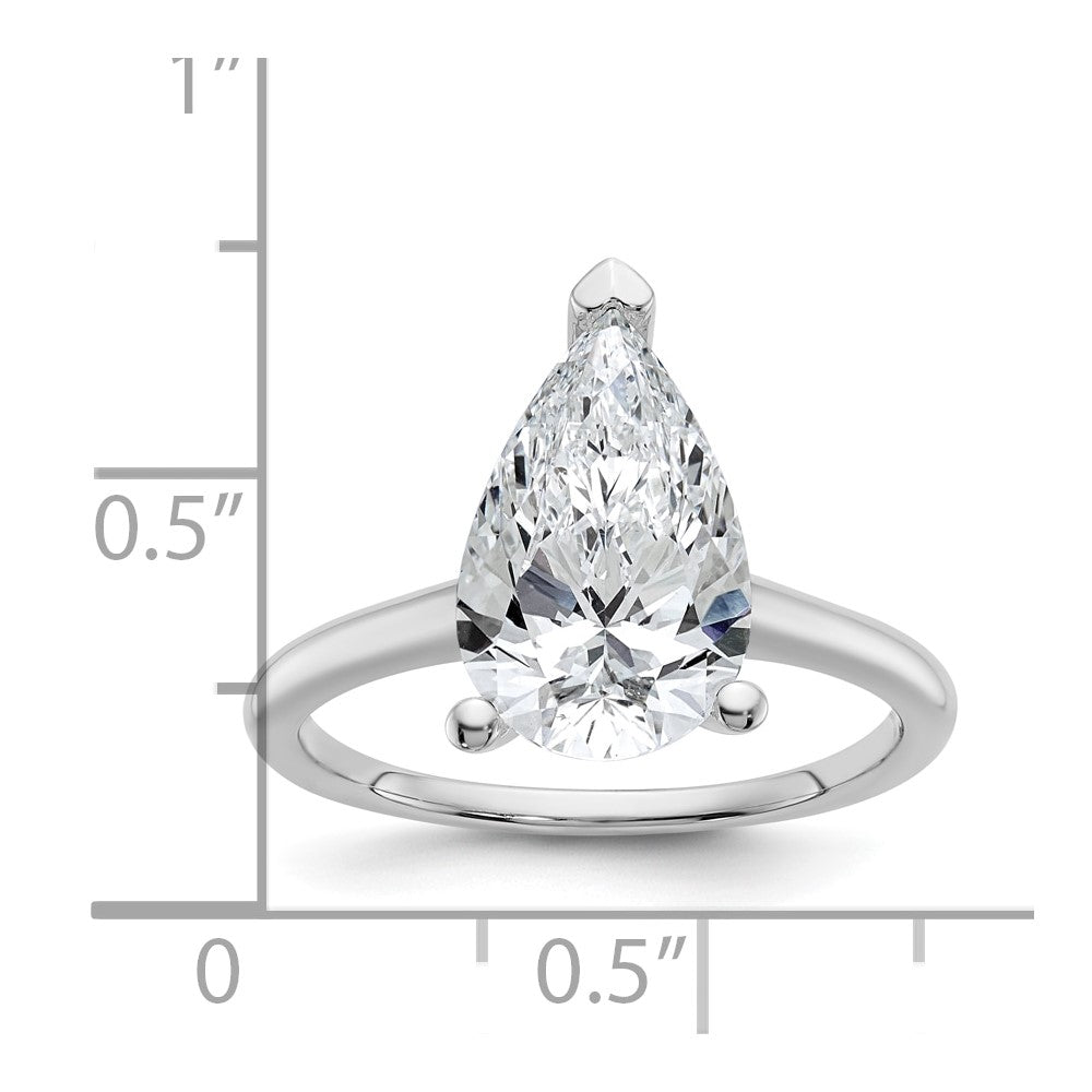 14k White Gold 3 Ct. Certified Lab Grown Diamond VS/SI+ G+ Pear Solitare Engagement Ring