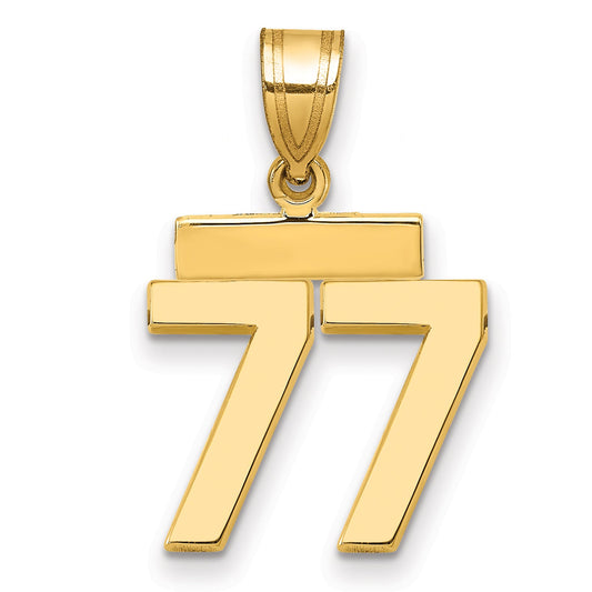 10K Yellow Gold Small Polished Number 77 Charm