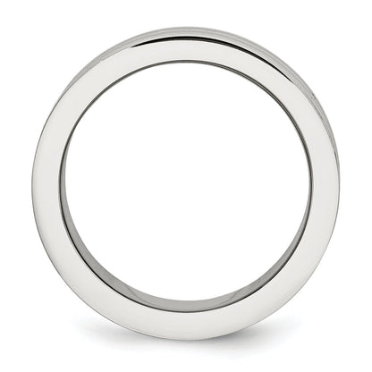 Stainless Steel Antiqued/Polished Double Row Beaded 8mm Band