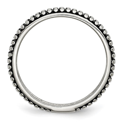 Stainless Steel Polished And Antiqued 5mm Band