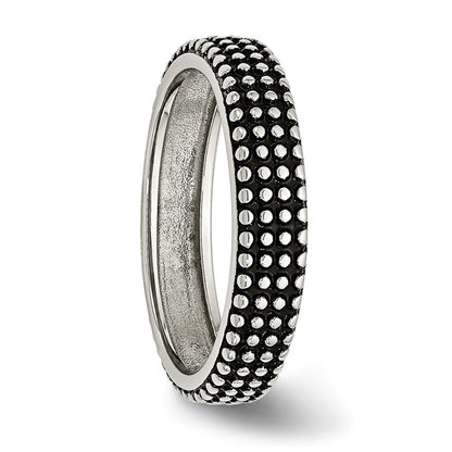 Stainless Steel Polished And Antiqued 5mm Band
