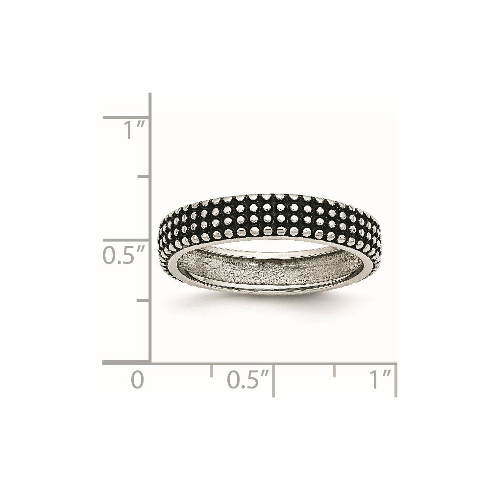 Stainless Steel Polished And Antiqued 5mm Band