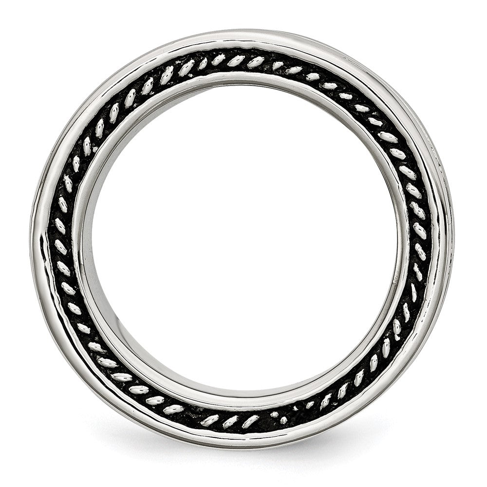 Stainless Steel Polished And Antiqued 9mm Band (Size 12 Only)